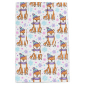 Winter Shiba Inu-kerstcadeaupapier Medium Cadeauzakje (Voorkant)