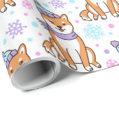 Winter Shiba Inu Kerstmis Cadeaupapier (Rol Hoek)