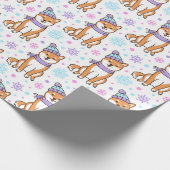 Winter Shiba Inu Kerstmis Cadeaupapier (Hoek)