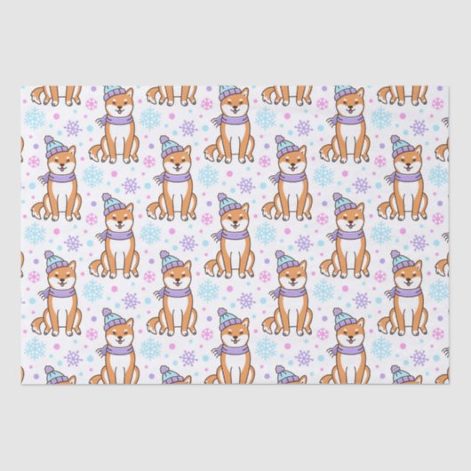 Winter Shiba Inu Kerstmis Tissuepapier (Voorkant)