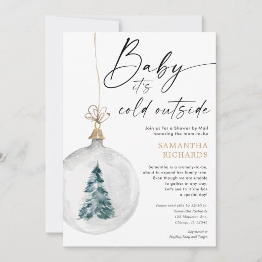 Winter Shower: baby shower genderneutraal voor e-m Kaart (Voorkant)