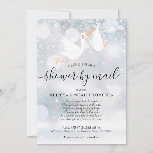 Winter Shower by Mail Long Distance Pink Kaart (Voorkant)