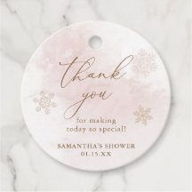 Winter Shower Favor Tags | Roze winter Wonderland