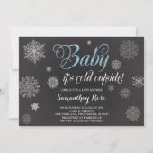 Winter Shower Invitation, Baby Blue Glitter Kaart (Voorkant)