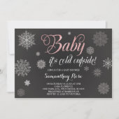 Winter Shower Invitation, Baby Roze Glitter Kaart (Voorkant)