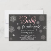 Winter Shower Invitation, Baby Roze Glitter Kaart (Voorkant)