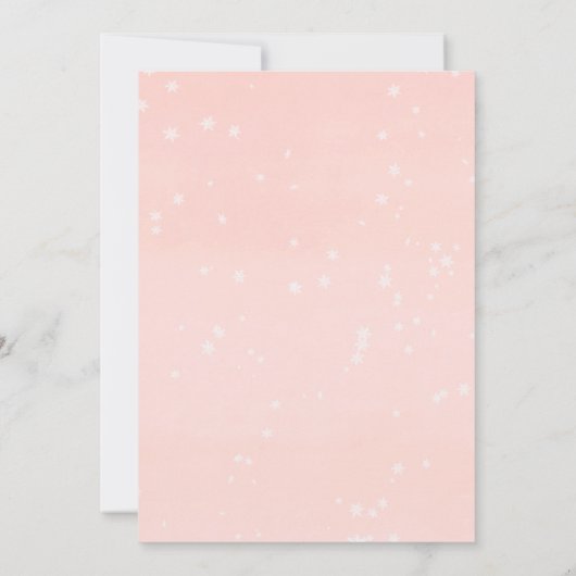 Winter Shower: Mail roze Gold girl baby shower Kaart (Achterkant)