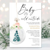 Winter Shower: Mail roze Gold girl baby shower Kaart