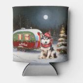Winter Siberische Husky Caravan Kerstavontuur Blikjeskoeler (Voorkant)