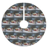 Winter Siberische Husky Caravan Kerstavontuur Kerstboom Rok (Voorkant)