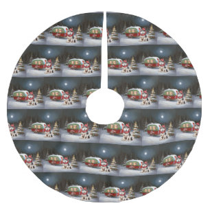 Winter Siberische Husky Caravan Kerstavontuur Kerstboom Rok