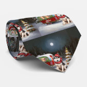 Winter Siberische Husky Caravan Kerstavontuur Stropdas (Opgerold)