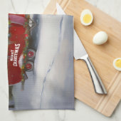 Winter Siberische Husky Caravan Kerstavontuur Theedoek (Quarter Fold)