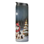 Winter Siberische Husky Caravan Kerstavontuur Thermosbeker (Geroteerd rechts)