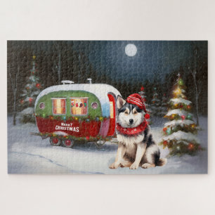 Winter Siberische Husky Karavaan Kerstavontuur Legpuzzel