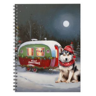 Winter Siberische Husky Karavaan Kerstavontuur Notitieboek