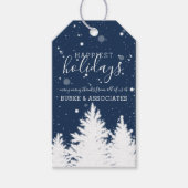 Winter Silhouette Trees Holiday Personalized Blue Cadeaulabel (Voorkant)