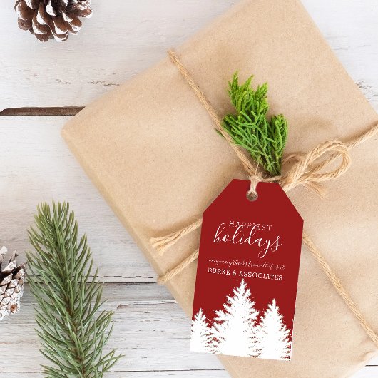 Winter Silhouette Trees Holiday Personalized Red Cadeaulabel