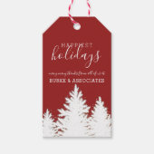 Winter Silhouette Trees Holiday Personalized Red Cadeaulabel (Voorkant)