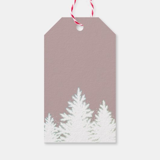 Winter Silhouette Trees Holiday Personalized Red Cadeaulabel (Achterkant)