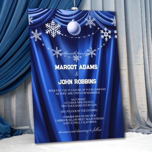 Winter Silk Snowflake Pearl Floral Wedding Kaart