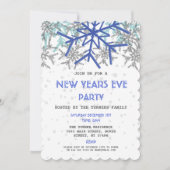 Winter Silver Blue Snowflake NEW YEARS EVE PARTY Kaart (Voorkant)