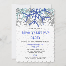 Winter Silver Blue Snowflake NEW YEARS EVE PARTY Kaart