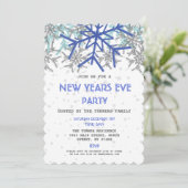 Winter Silver Blue Snowflake NEW YEARS EVE PARTY Kaart (Staand voorkant)