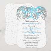 Winter Silver Blue Snowflakes Engagement Party Kaart (Voorkant / Achterkant)