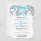 Winter Silver Blue Snowflakes Engagement Party Kaart (Voorkant)