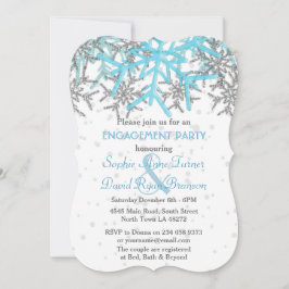 Winter Silver Blue Snowflakes Engagement Party Kaart
