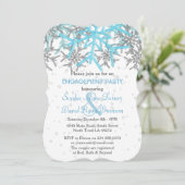Winter Silver Blue Snowflakes Engagement Party Kaart (Staand voorkant)
