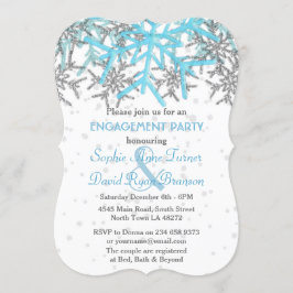 Winter Silver Blue Snowflakes Engagement Party Kaart