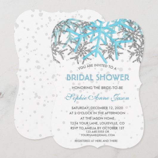 Winter Silver Blue Snowflakes Vrijgezellenfeest Kaart (Voorkant / Achterkant)