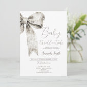 Winter Silver Bow stropdas Baby shower Sneeuwvlokk Kaart (Staand voorkant)