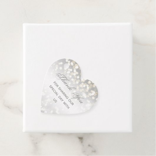 Winter Silver en Gold Sparkle Wedding Bedankjes Labels (In situ)