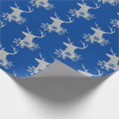 Winter Silver Glitter Snowflakes Kerstmis Deer Cadeaupapier (Hoek)