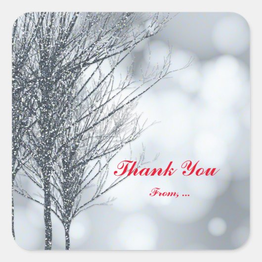 Winter Silver Glitter Trees Holiday Party Stickers (Voorkant)