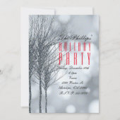 Winter Silver Glitter Trees Party Invitations Kaart (Voorkant)