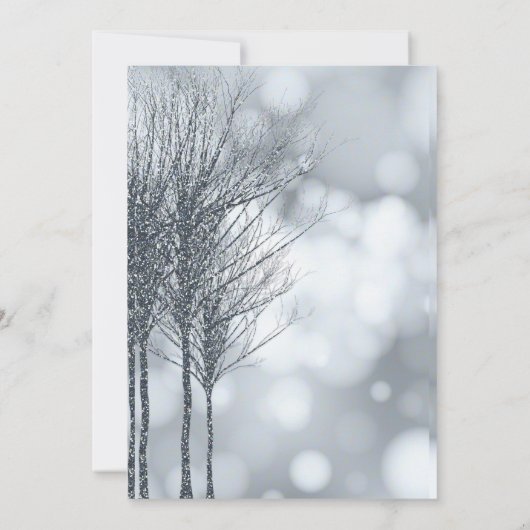 Winter Silver Glitter Trees Party Invitations Kaart (Achterkant)