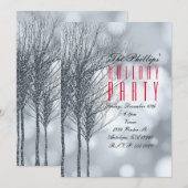 Winter Silver Glitter Trees Party Invitations Kaart (Voorkant / Achterkant)