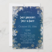 Winter Silver Gold Blue Sweet 16 Birthday Kaart (Voorkant)