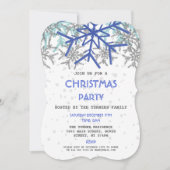 Winter Silver Navy Blue Snowflake CHRISTMAS Kaart (Voorkant)