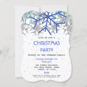 Winter Silver Navy Blue Snowflake CHRISTMAS Kaart