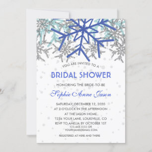 Winter Silver Navy Blue Snowflakes Vrijgezellenfee Kaart