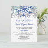 Winter Silver Navy Blue Snowflakes Weddenschap Kaart (Staand voorkant)