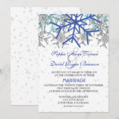 Winter Silver Navy Blue Snowflakes Weddenschap Kaart (Voorkant / Achterkant)