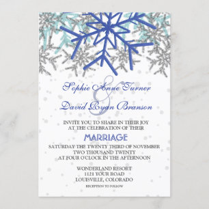 Winter Silver Navy Blue Snowflakes Weddenschap Kaart