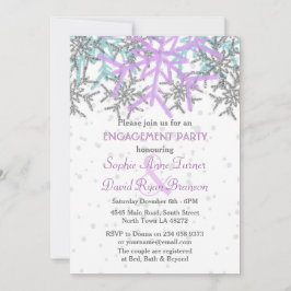 Winter Silver Paarse Sneeuwvlokken Engagement Part Kaart