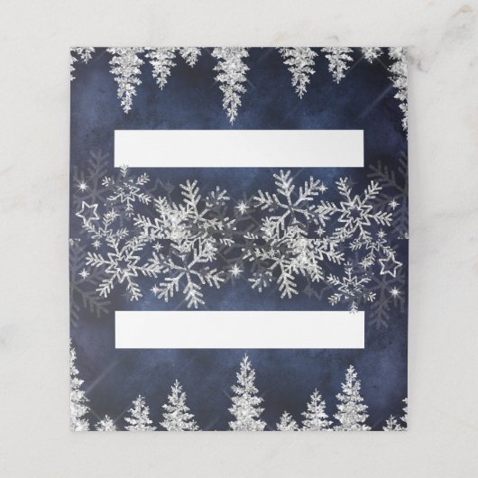 Winter Silver Snow-piegels kerst Plaatskaartje (Buitenkant ongevouwen)